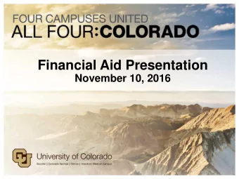 Presentation Title  Financial Aid Presentation  Subtitle  November 10, 2016  Highlights    Unmet