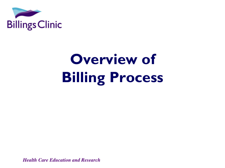 overview of billing process