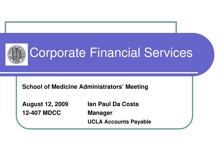 corporate financial services