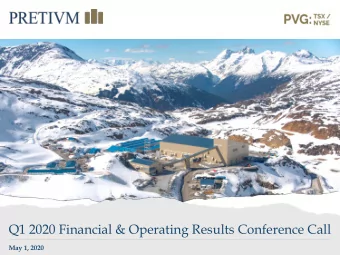 Q1 2020 Financial &amp; Operating Results Conference Call  May 1, 2020  Cautionary Statement