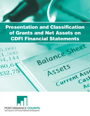 Presentation and Classification  of Grants and Net Assets on  CDFI Financial Statements PERFORMANCE