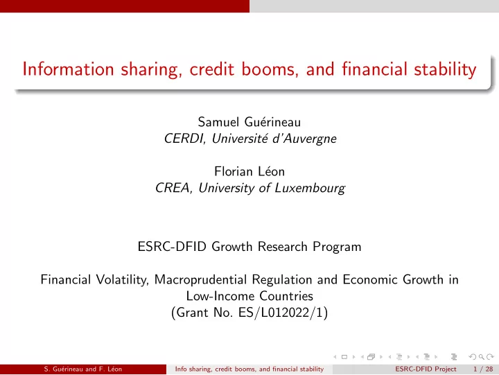 information sharing credit booms and financial stability