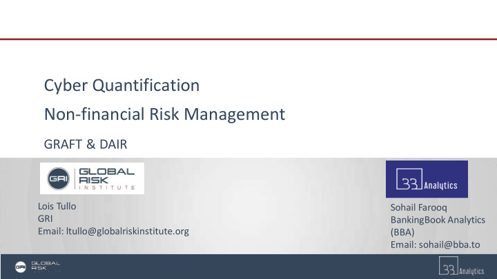 cyber quantification non financial risk management