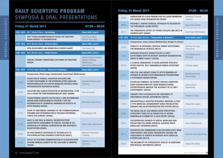daily scientific program