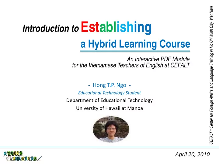 introduction to establishing