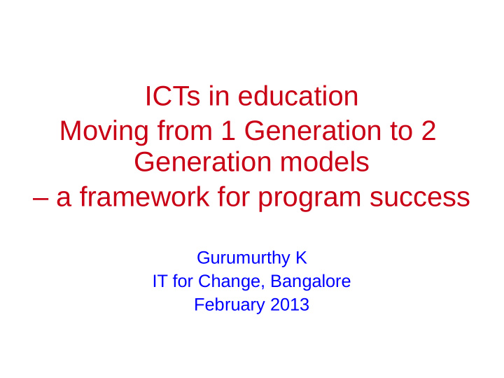 icts in education moving from 1 generation to 2