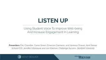 LISTEN UP  Using Student Voice To Improve Well-being  And Increase Engagement In Learning