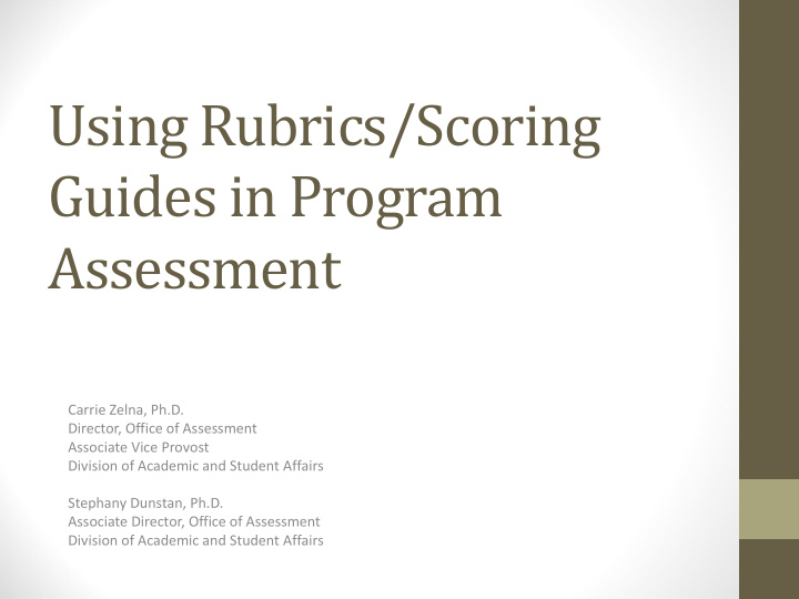 guides in program assessment