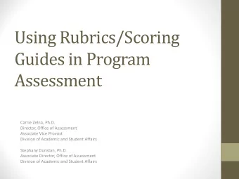 Guides in Program  Assessment  Carrie Zelna, Ph.D.  Director, Office of Assessment  Associate Vice