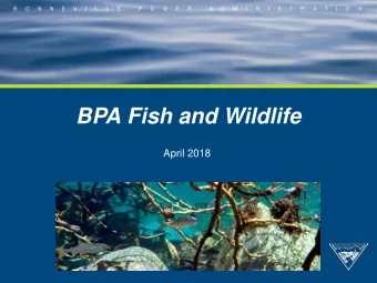 BPA Fish and Wildlife  April 2018  B  O  N  N  E  V  I  L  L  E  P  O  W  E  R  A  D  M  I  N  I  S
