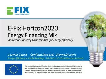 E-Fix Horizon2020  Energy Fin  inancing Mix  ix  Inn  Innovative Fin  inancin  ing Opportuniti