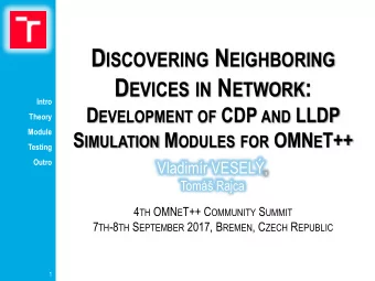 D EVICES IN N ETWORK :  Intro D EVELOPMENT OF CDP AND LLDP  Theory  Module S IMULATION M ODULES FOR