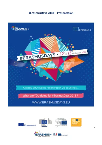 #ErasmusDays 2018  Presentation  1  Contents 2  PATRONAGES