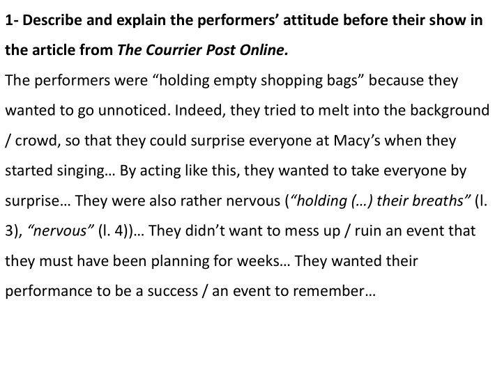 the performers were holding empty shopping bags because