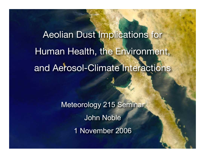 aeolian dust implications for human health the