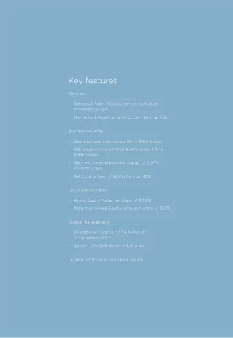 Key features  Earnings   Net result from fjnancial services per share  increased by 23%