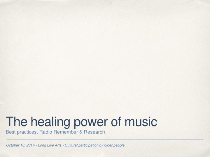 the healing power of music