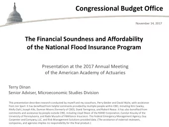 Congressional Budget Office  November 14, 2017  The Financial Soundness and Affordability  of the