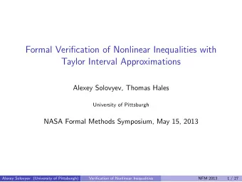 Formal Verification of Nonlinear Inequalities with  Taylor Interval Approximations  Alexey