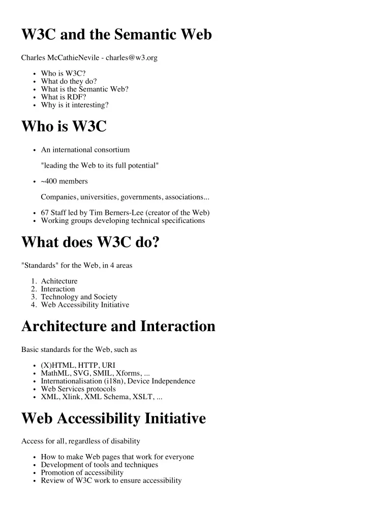 w3c and the semantic web