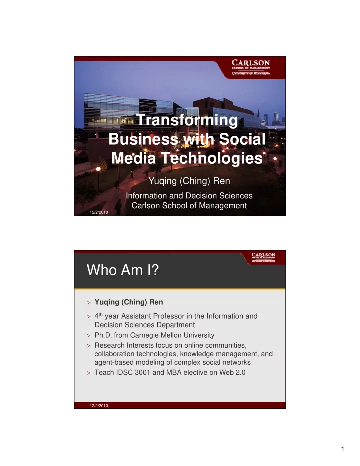 transforming business with social media technologies