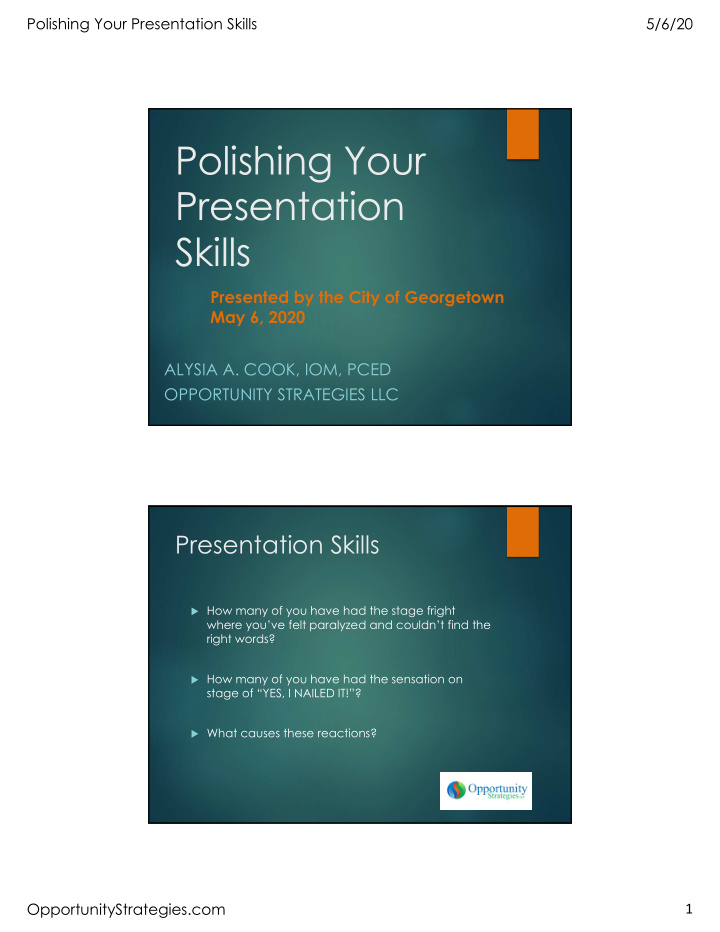 polishing your presentation skills