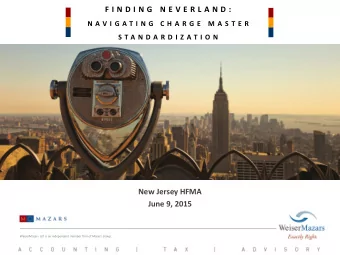 F I N D I N G  N E V E R L A N D :  N A V I G A T I N G  C H A R G E  M A S T E R  S T A N D A R D