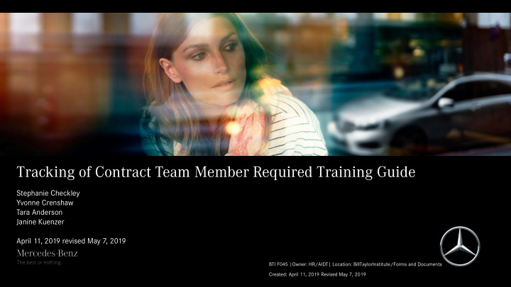 tracking of contract team member required training guide
