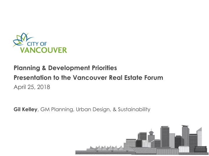 planning development priorities presentation to the