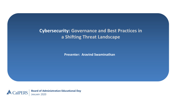 cybersecurity governance and best practices in