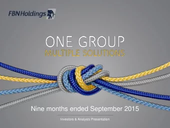 Nine months ended September 2015  Investors &amp; Analysts Presentation  DISCLAIMER This