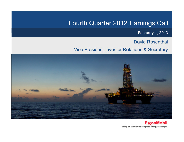 fourth quarter 2012 earnings call