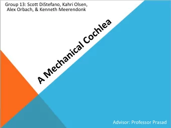 Group 13: Scott DiStefano, Kahri Olsen,  Alex Orbach, &amp; Kenneth Meerendonk  Advisor: Professor