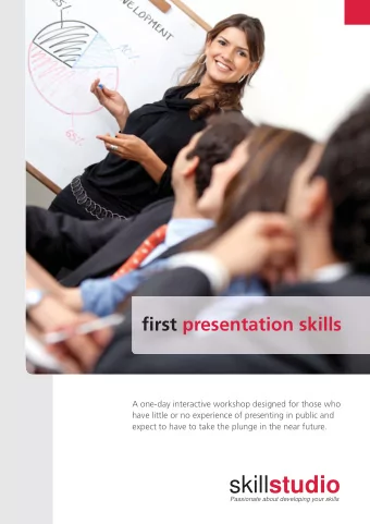skill studio  Passionate about developing your skills  fi  rst presentation skills  workshop