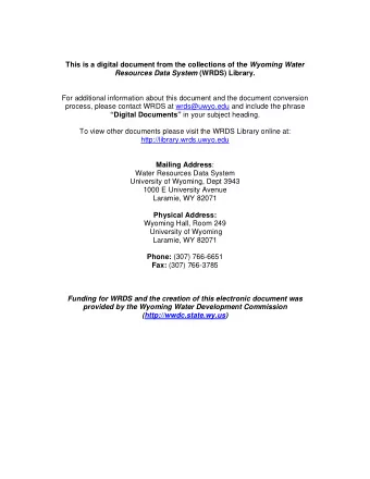 This is a digital document from the collections of the Wyoming Water Resources Data System (WRDS)