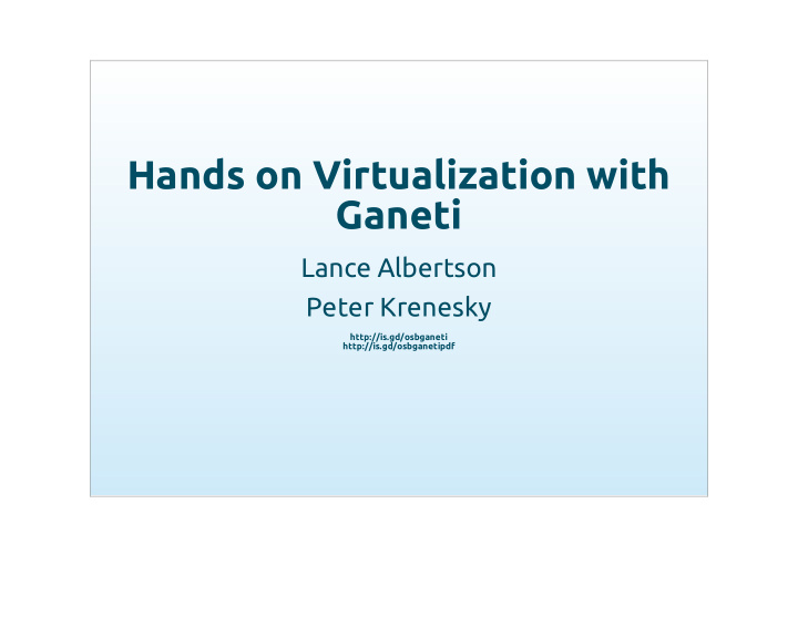 hands on virtualization with ganeti