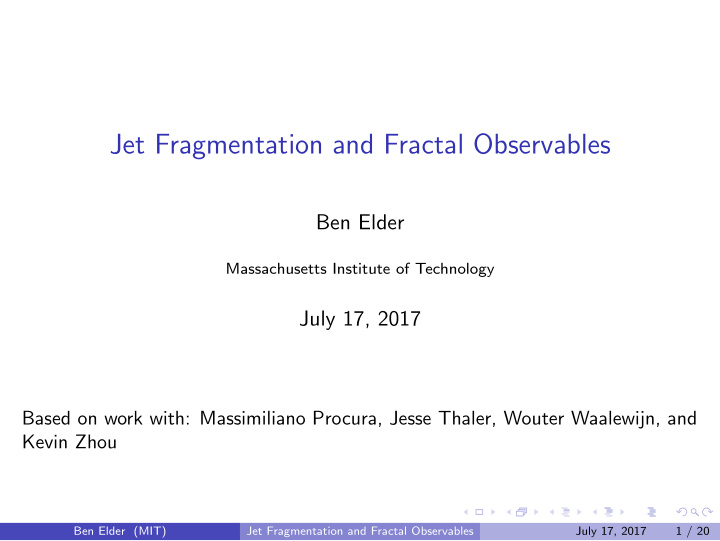 jet fragmentation and fractal observables