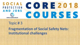 Institutional challenges  Outline  Why Fragmentation? Overview on the reasons and levels of SSN