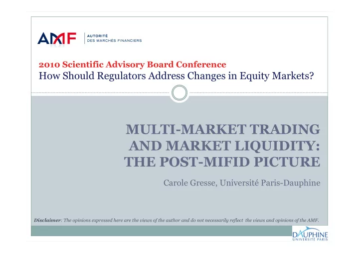 multi market trading and market liquidity the post mifid
