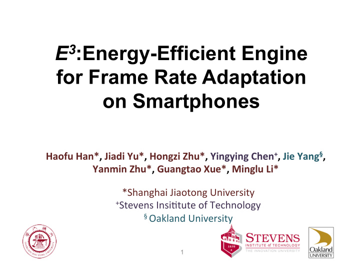 e 3 energy efficient engine for frame rate adaptation on