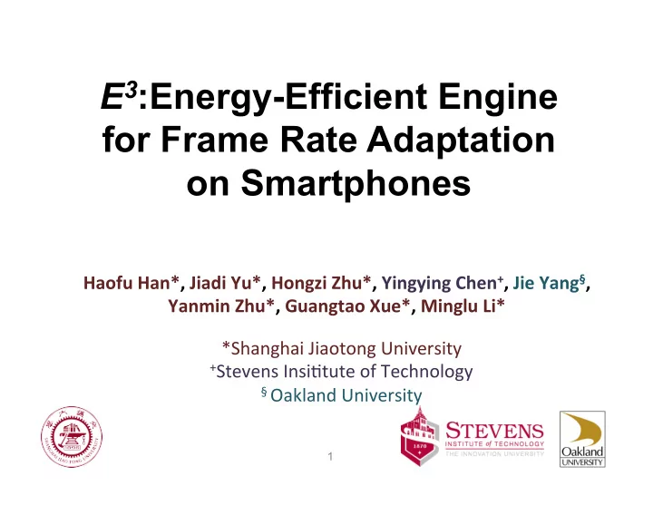 e 3 energy efficient engine for frame rate adaptation on