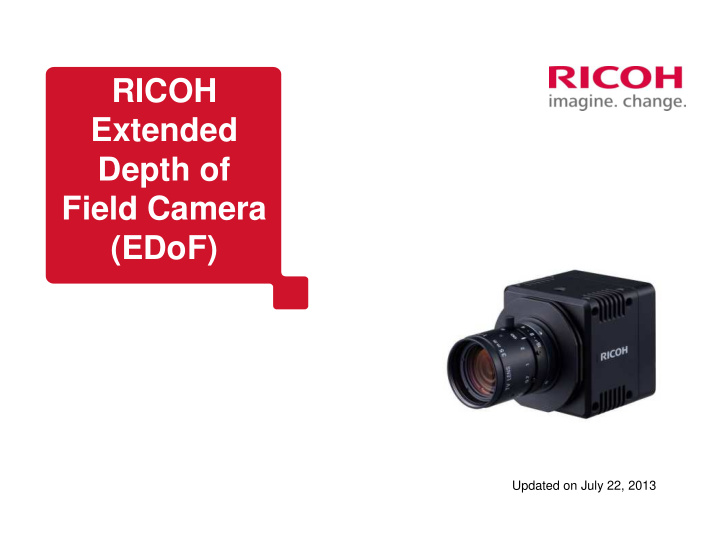 ricoh extended depth of field camera edof