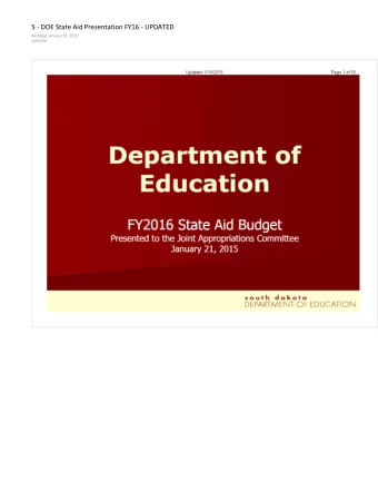 5 - DOE State Aid Presentation FY16 - UPDATED  Monday, January 19, 2015  1:09 PM south dakota