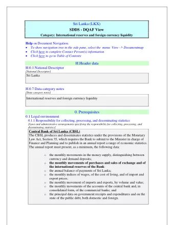 Sri Lanka (LKX)  SDDS - DQAF View  Category: International reserves and foreign currency liquidity