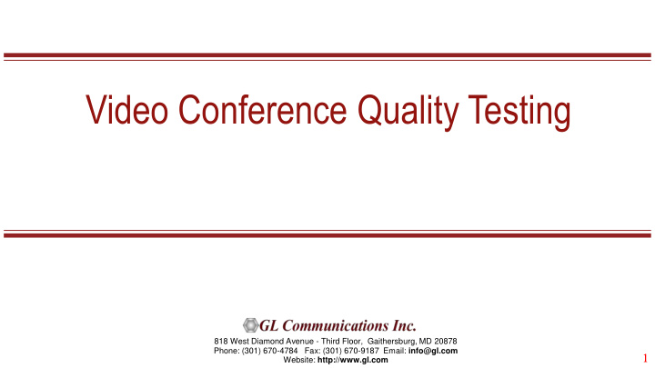 video conference quality testing