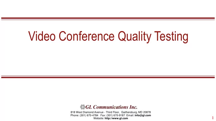 video conference quality testing