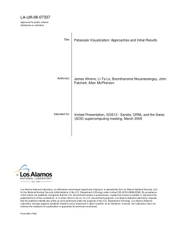 08-07337  LA-UR-  Approved for public release;  distribution is unlimited.  Title:  Petascale