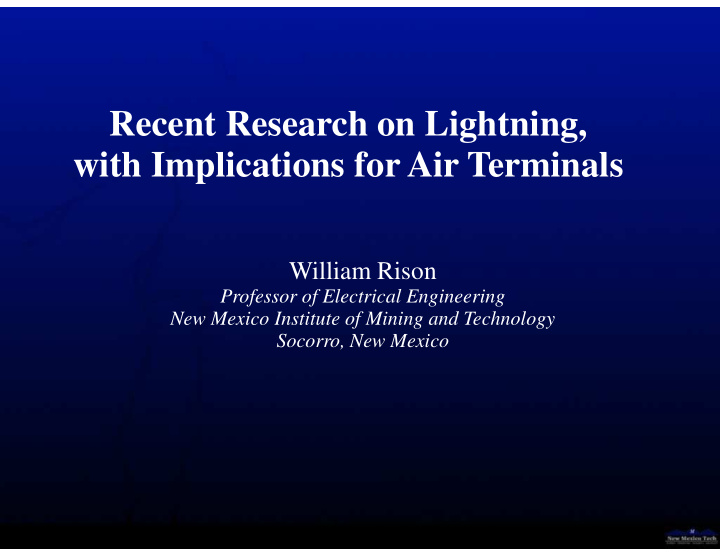 recent research ch on lightning with implications f s for