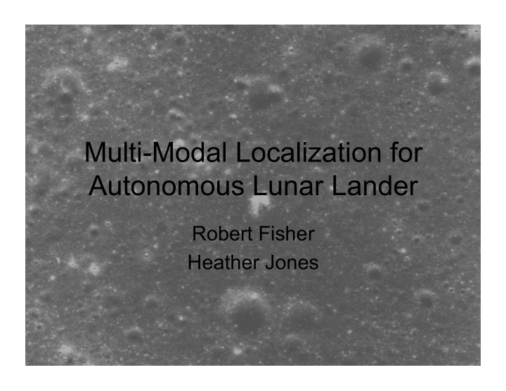 multi modal localization for autonomous lunar lander