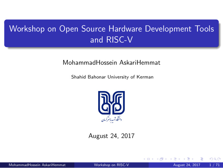 workshop on open source hardware development tools and